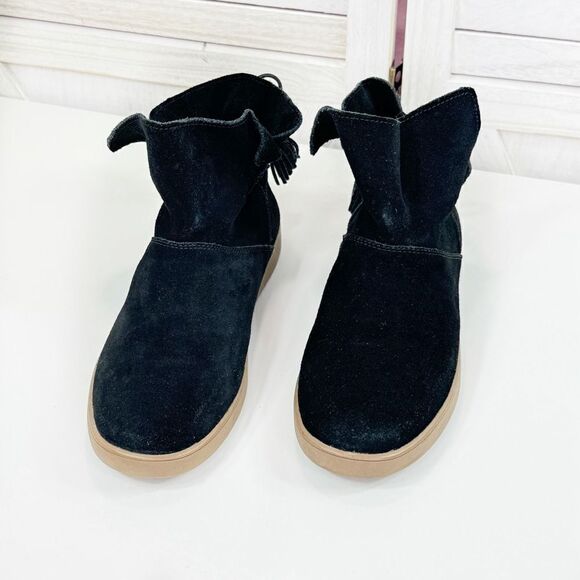 Koolaburra by Ugg Skyller Suede Tassel Ankle Boots Black 9 - Picture 3 of 10
